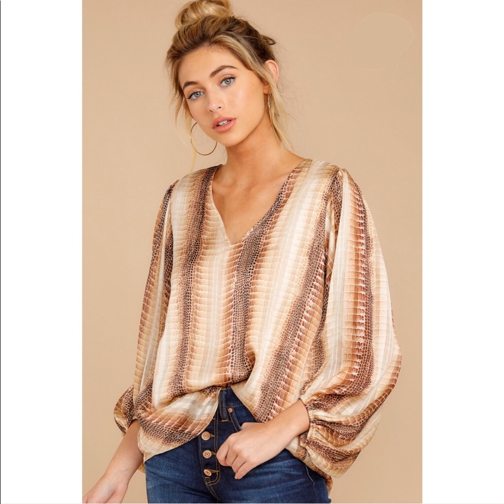 Tan Python Print Top - Picture 1 of 1